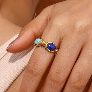 women's colorful natural stone ring size6-8
